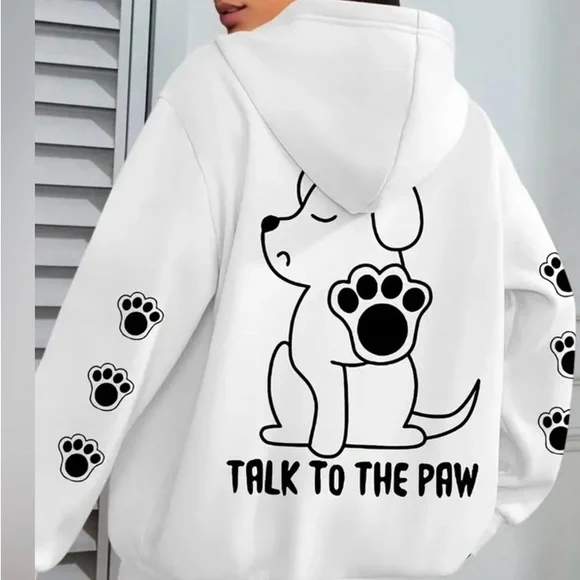 Dog Hoodie with Black Dog and Paw Print Dog Lover - Picture 4 of 11